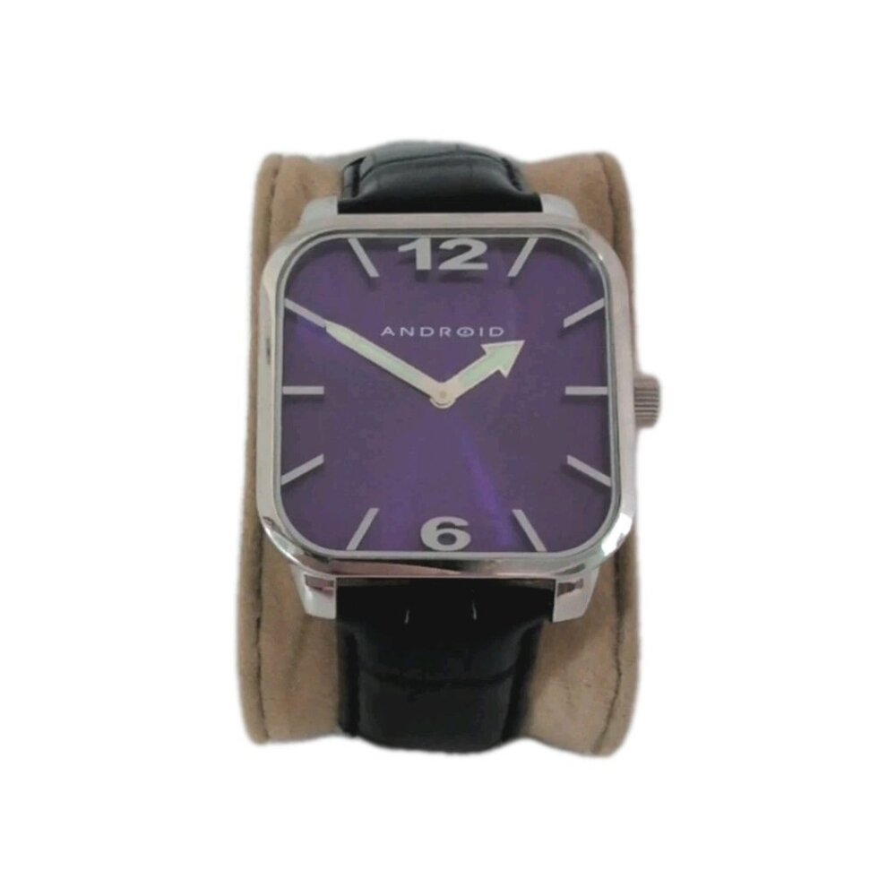ANDROID AD349‎ S.S. Rectangular Quartz Men's Dress Watch w/ Purple Dial